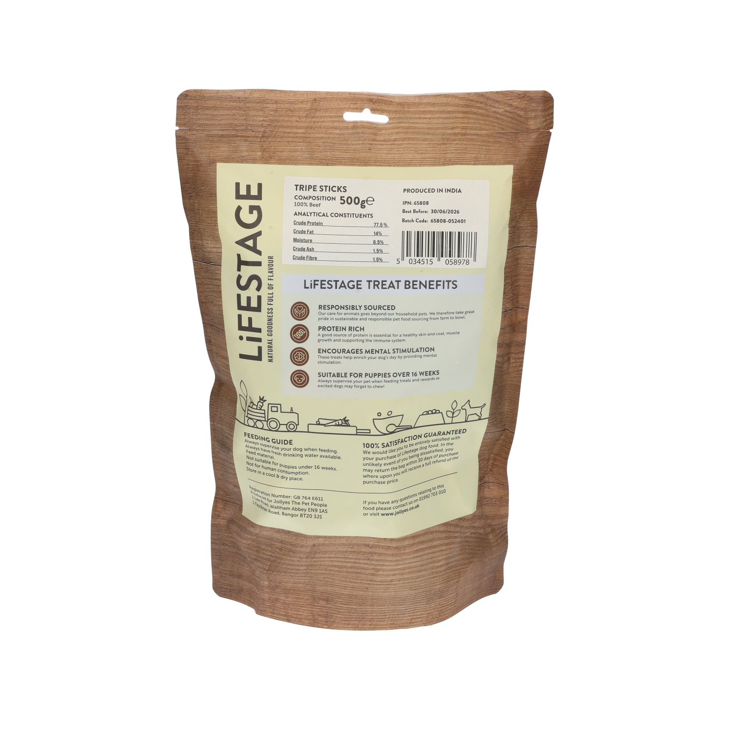 Lifestage Pre-Pack Tripe Sticks Dog Treats 500g