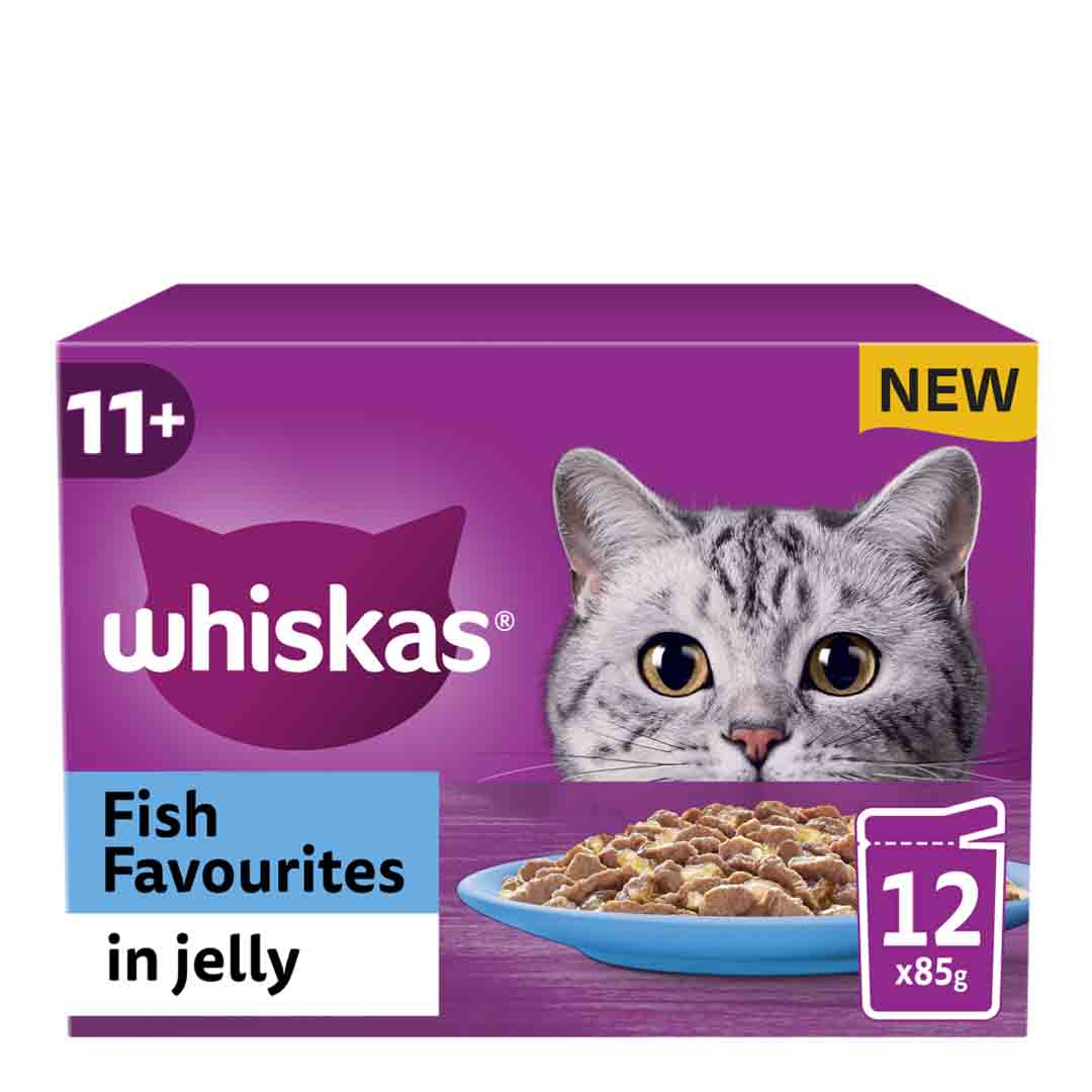 Whiskas Fish Favourites in Jelly 11+ Senior Wet Cat Food Pouches, 12x85g