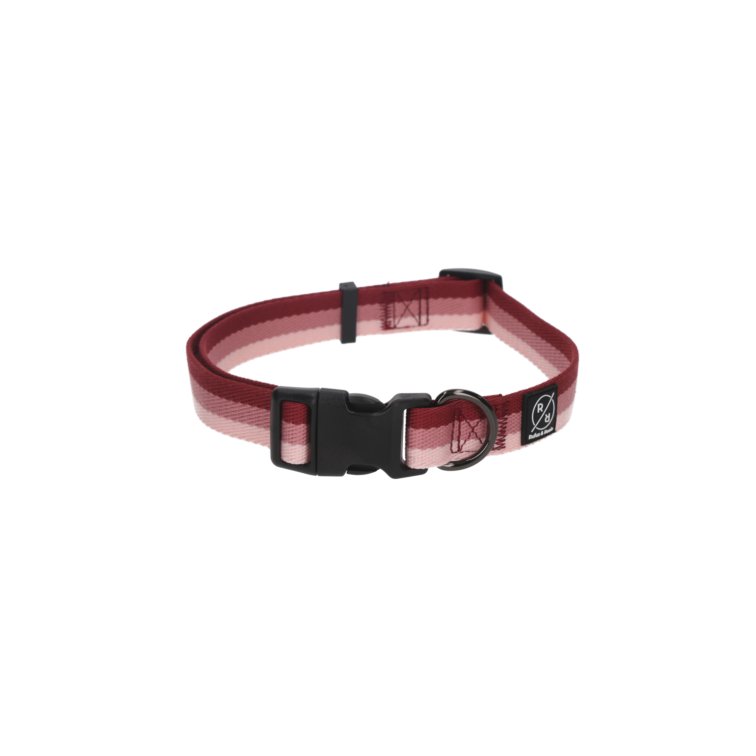 Rufus & Rosie Pink Striped Padded Dog Collar, Medium