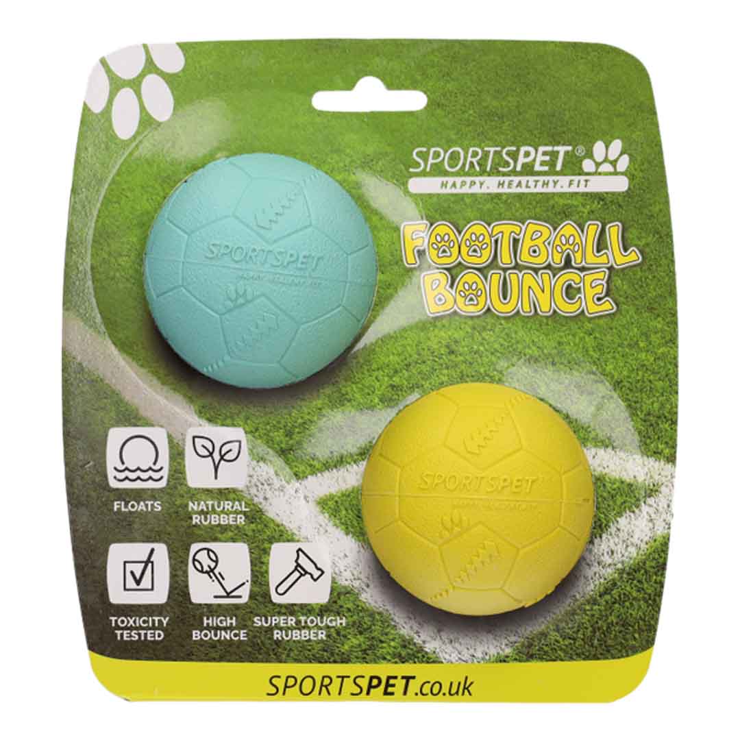 SportsPet Football Bounce Balls, Dog Toy, 2 Pack