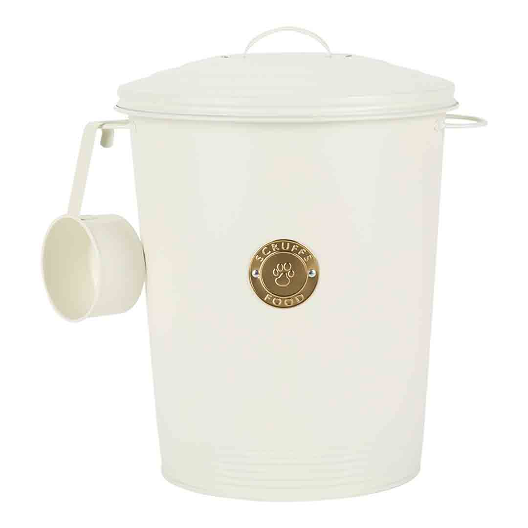 Scruffs Cantina 12L Steel Storage Pet Food Canister & Scoop Cream