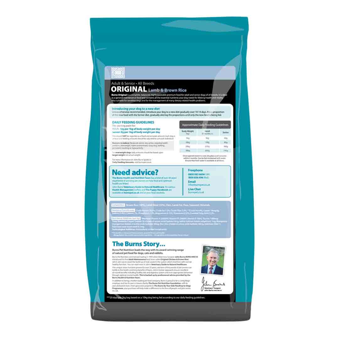 Burns Adult Dog Food Original Lamb & Brown Rice 2kg