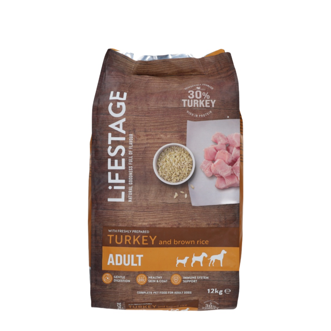 Lifestage Adult Dog Food Turkey & Brown Rice 12kg