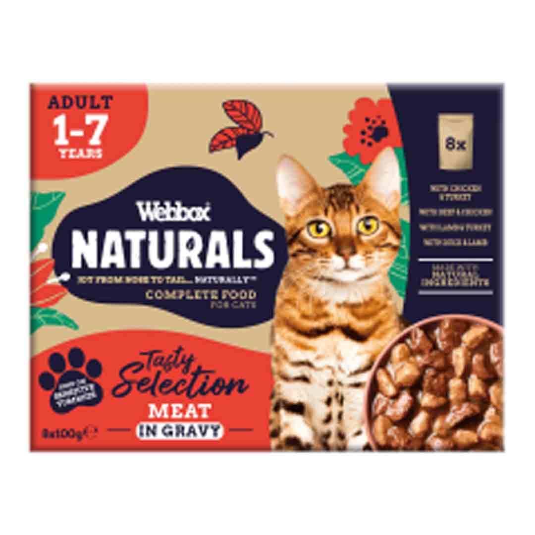 Webbox Naturals Cat Food Mixed in Gravy Selection 8x100g 