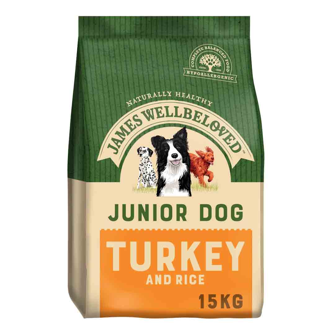 James Wellbeloved Turkey & Rice Junior Dry Dog Food, 15kg