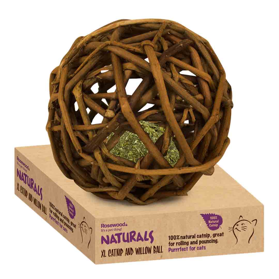 Rosewood Cat Naturals Bavarian Catnip and Willow XL Ball, Natural Catnip, Cat Toy