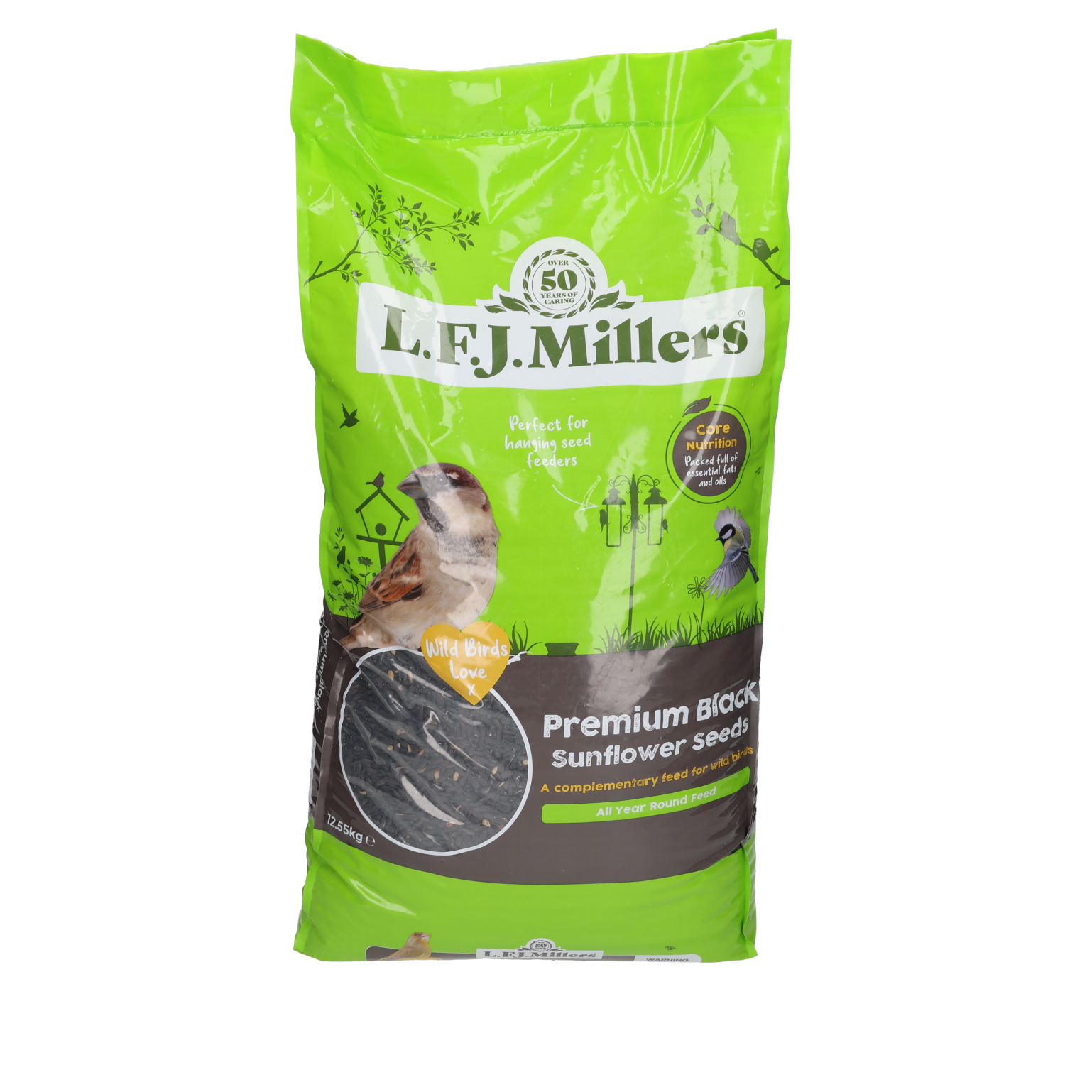 LFJ Millers Black Sunflower Wildbird Seeds, 13kg