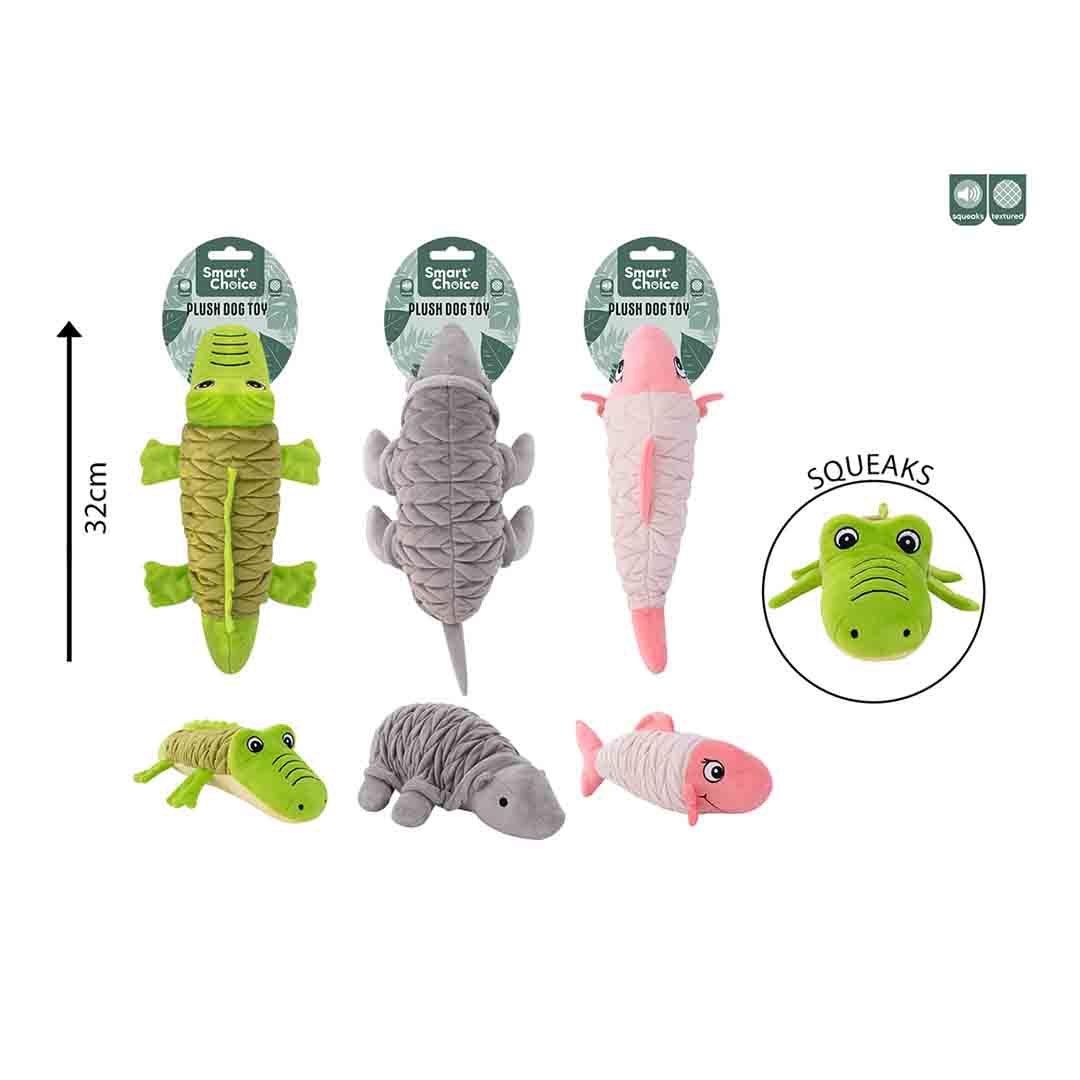 Smart Choice Squeaky Plush Scaly Dog Toy