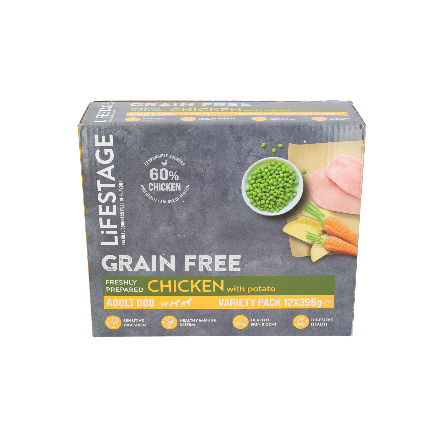 Lifestage Adult Dog Food Chicken And Potato Tray 12x395g