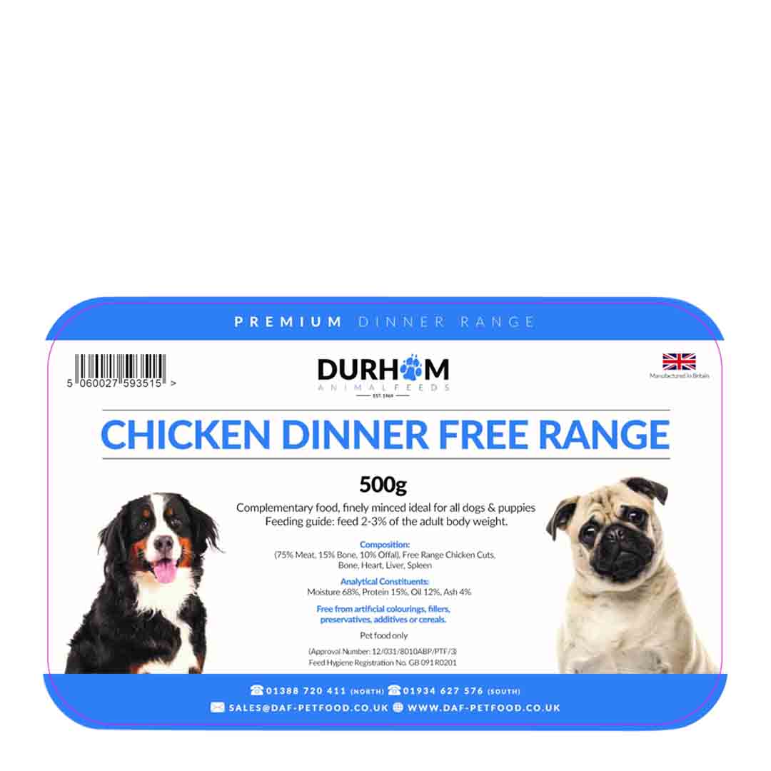 Durham Dog Food Chicken Dinner "Free Range", 500g