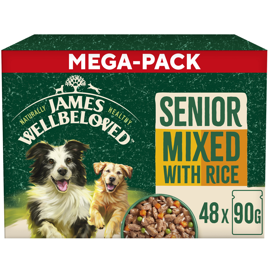 James Wellbeloved Senior Wet Dog Food in Gravy Variety Pack Pouch 48x90g