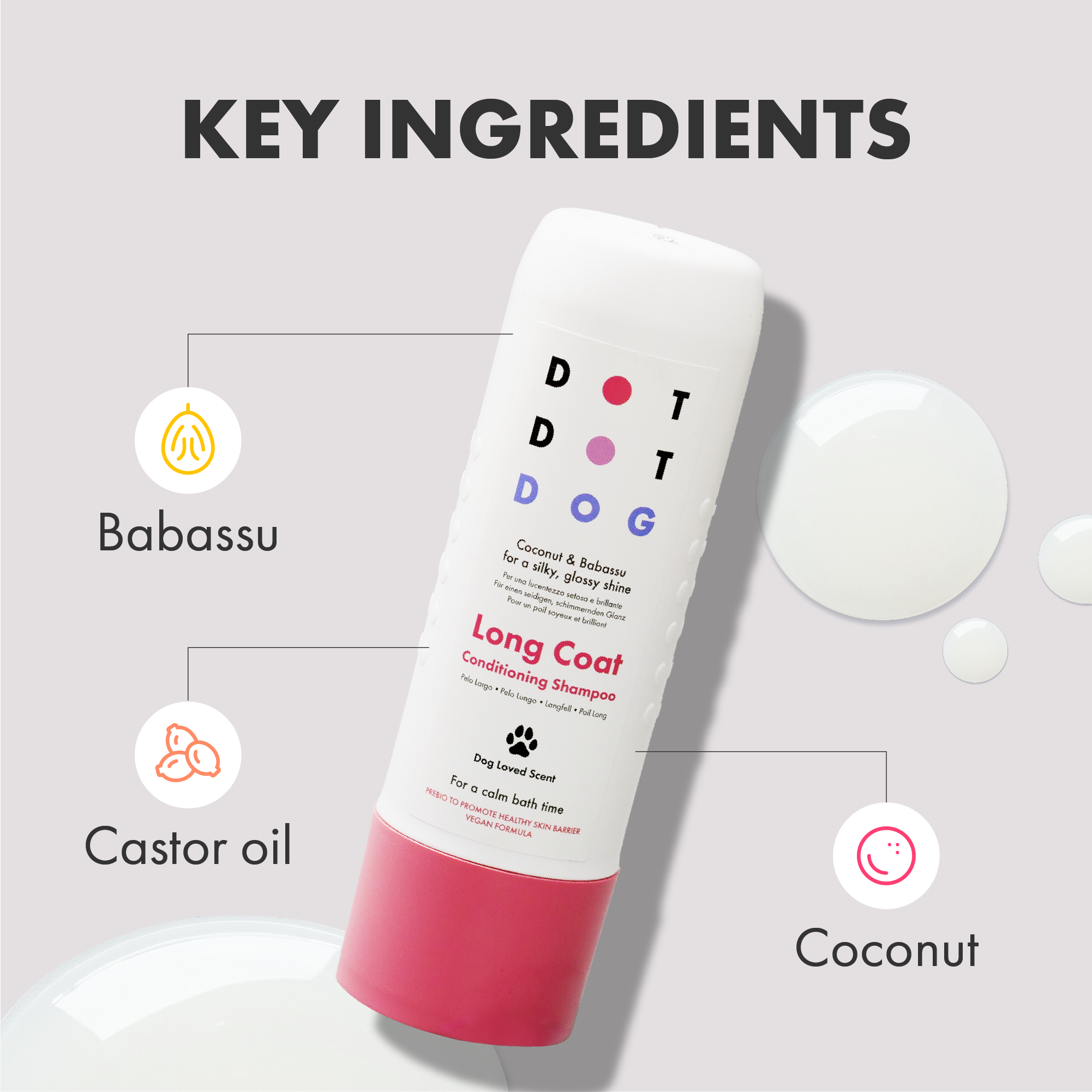 DotDotPet Vegan Detangling Long Coat Conditoning Shampoo for Dogs 280ml