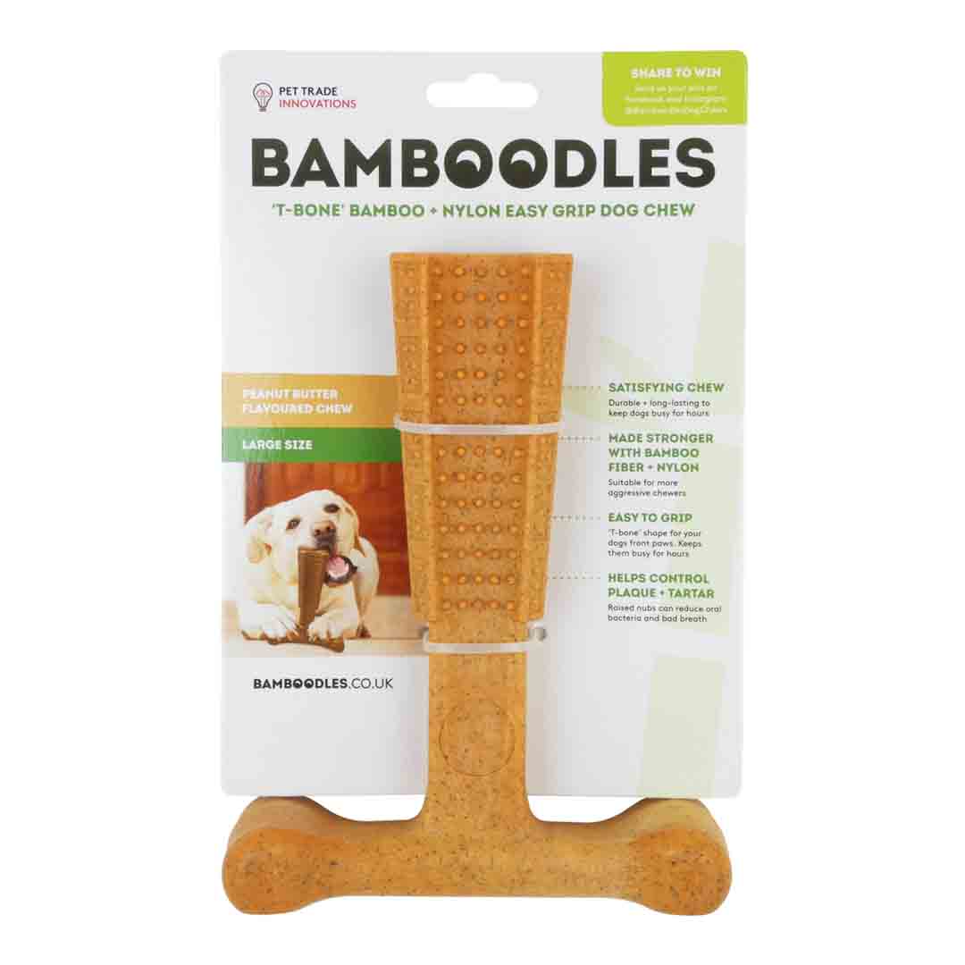 Bamboodles ‘T-Bone Peanut Butter Dog Chew Toy, Large