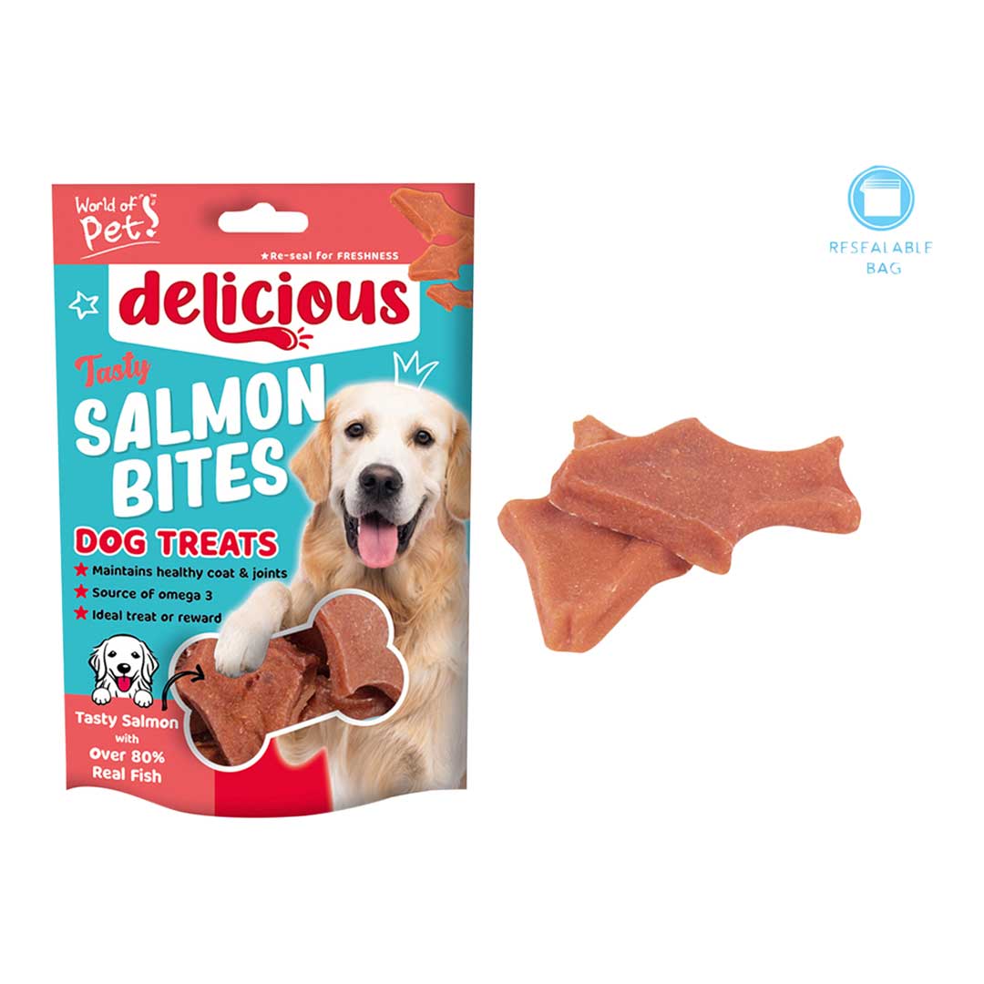 Delicious Salmon Bite Dog Treats 12 Pack 80g