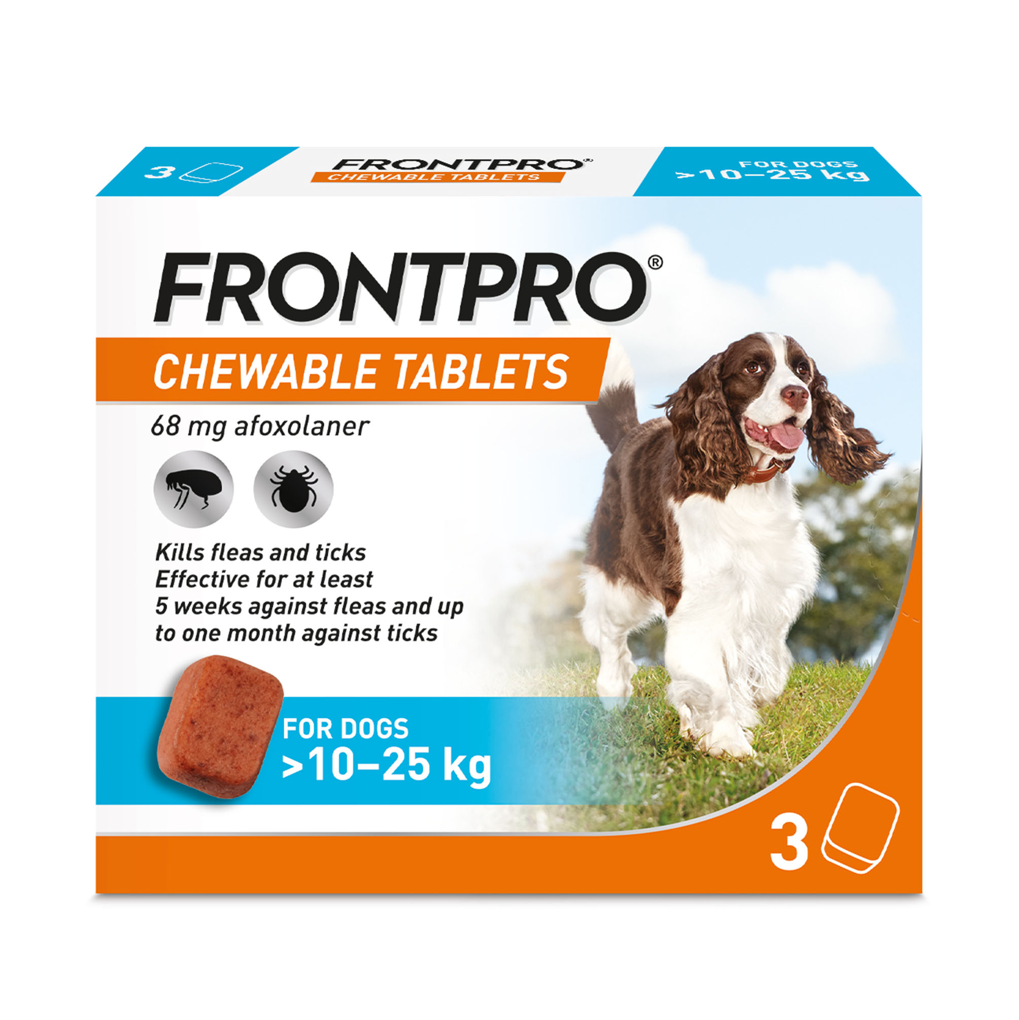 FRONTPRO® Chewable Tablets Flea & Tick Treatment for Large Dogs 10-25kg, 3 Pack