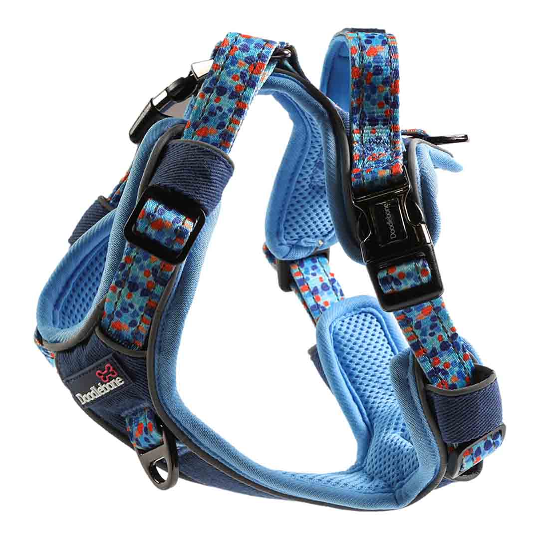Doodlebone 'With Me' Dog Harness Blue 1-2