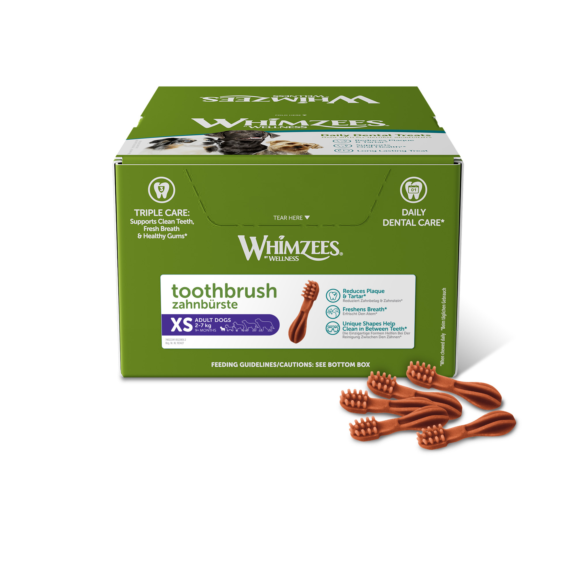 Whimzees Extra Small Toothbrush Daily Dental Treats for Dogs