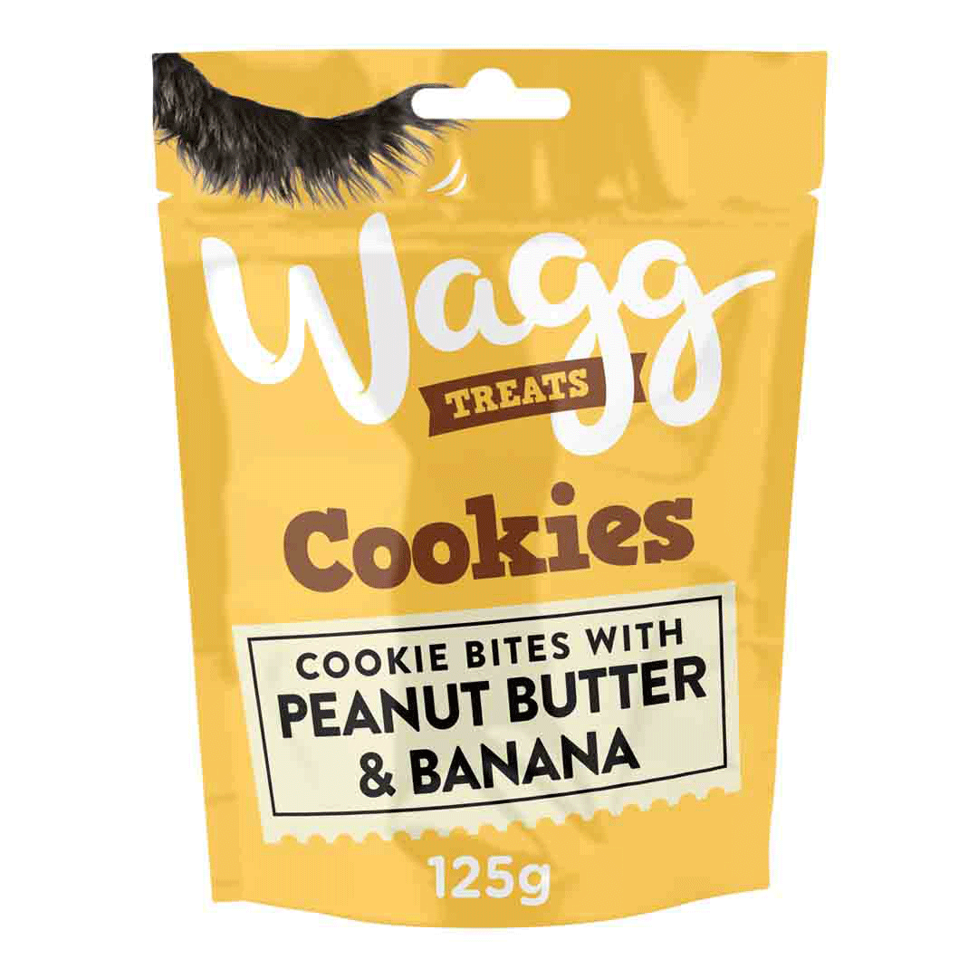 Wagg Peanut Butter and Banana Cookies, Dog Treats, 125g