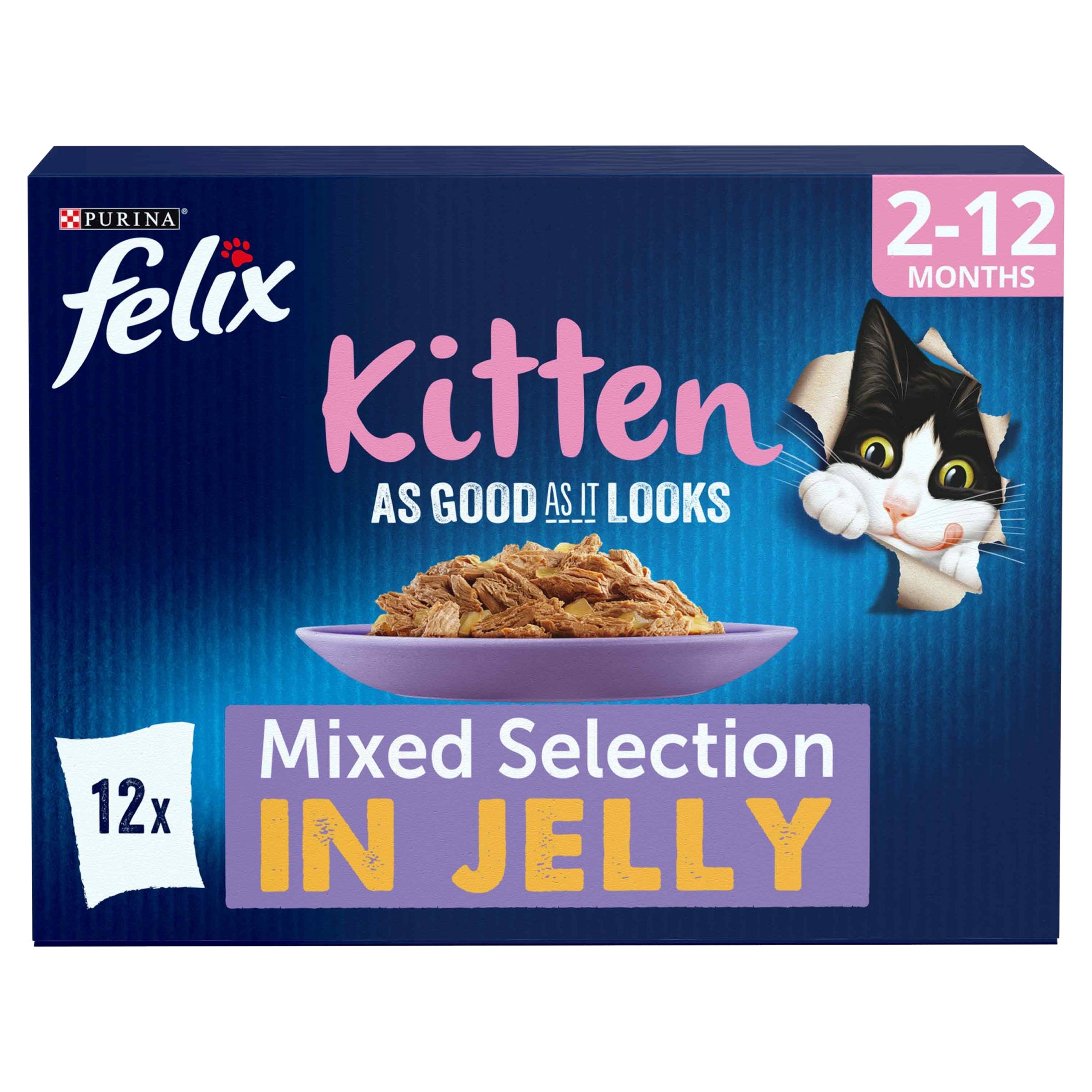 Felix As Good As it Looks Kitten Mixed Selection in Jelly Wet Cat Food 12x85g