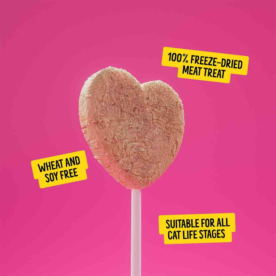 Bonkers Purrpops, Freeze Dried Salmon Flavoured Lollipop Cat Treats, 4 Pieces 