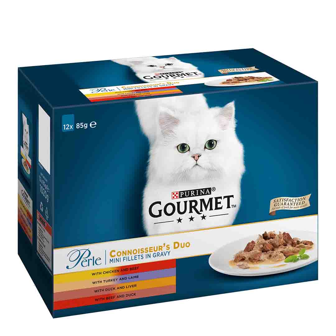 Gourmet Perle Beef And Chicken In Gravy Wet Cat Food Pouch Multipack 12x85g