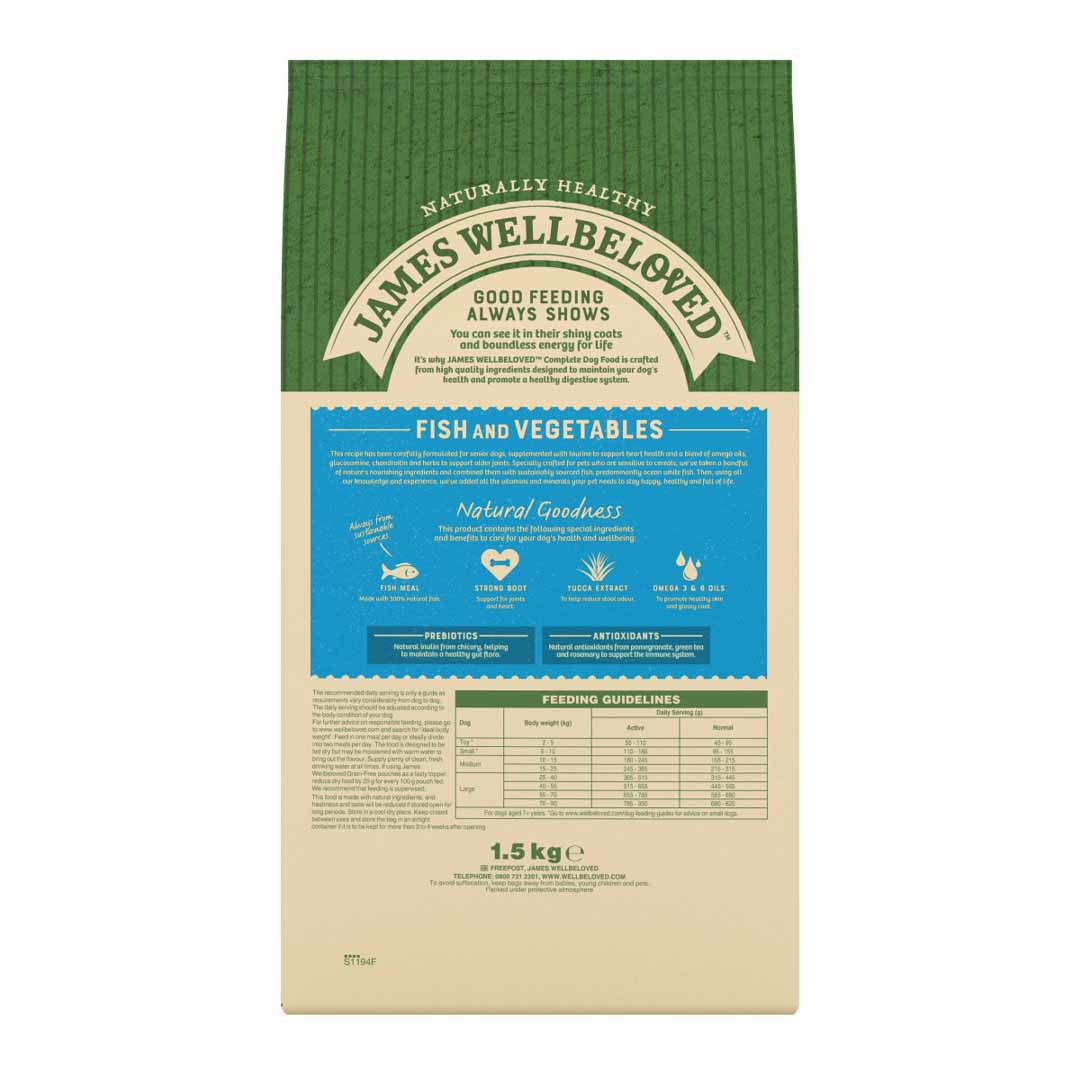 James Wellbeloved Senior Dog Food Fish & Vegetable Grain Free 1.5kg
