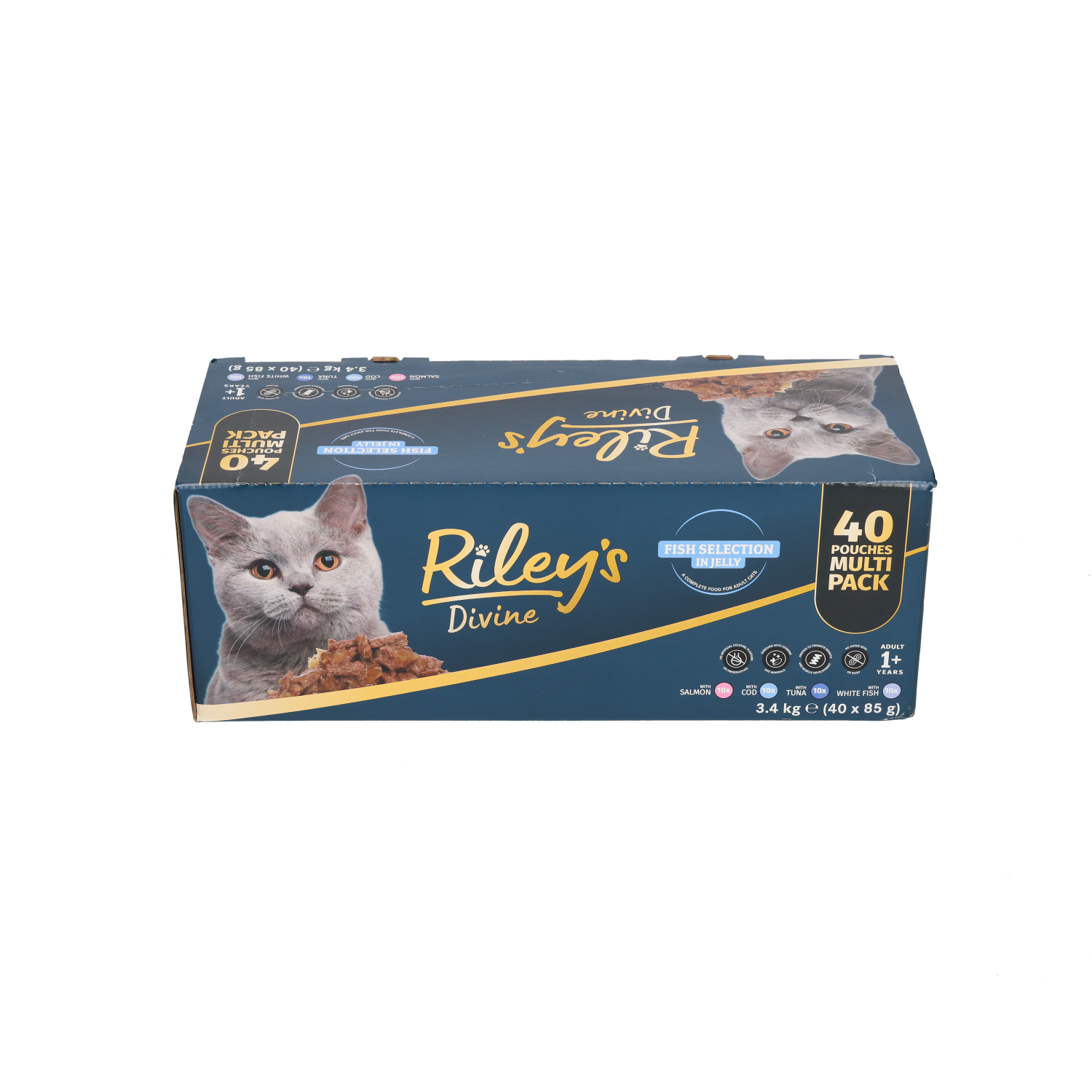 Rileys Divine Fish Selection in Jelly Adult Wet Cat Food Pouches 40x85g