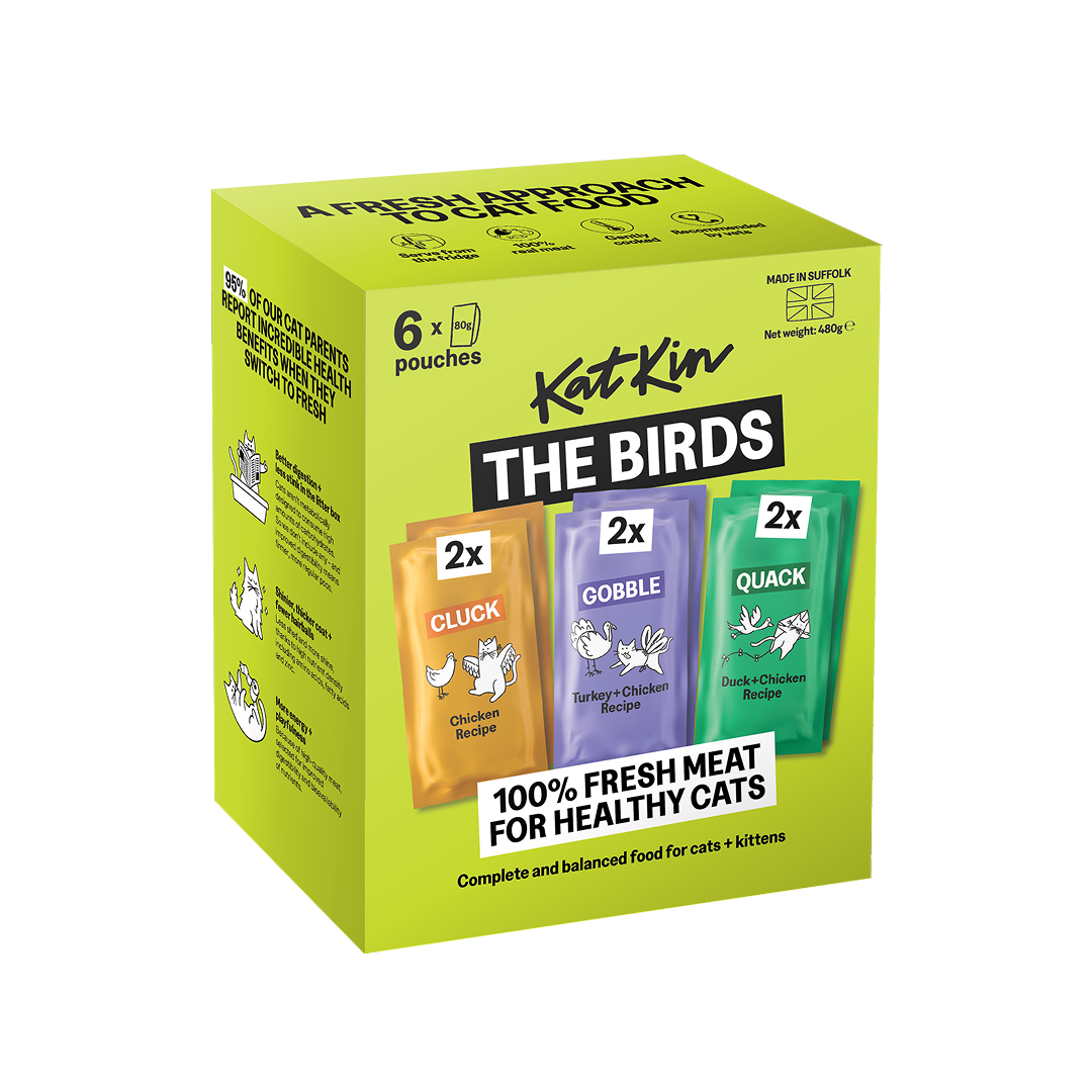 KatKin THE BIRDS Fresh Cat and Kitten Food, Variety Pack (Chicken, Turkey & Duck) 6x80g