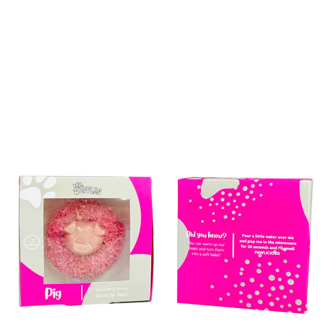 Mr Wuffles Woofnut Strawberry Pig Donut Dog Treat, 70g