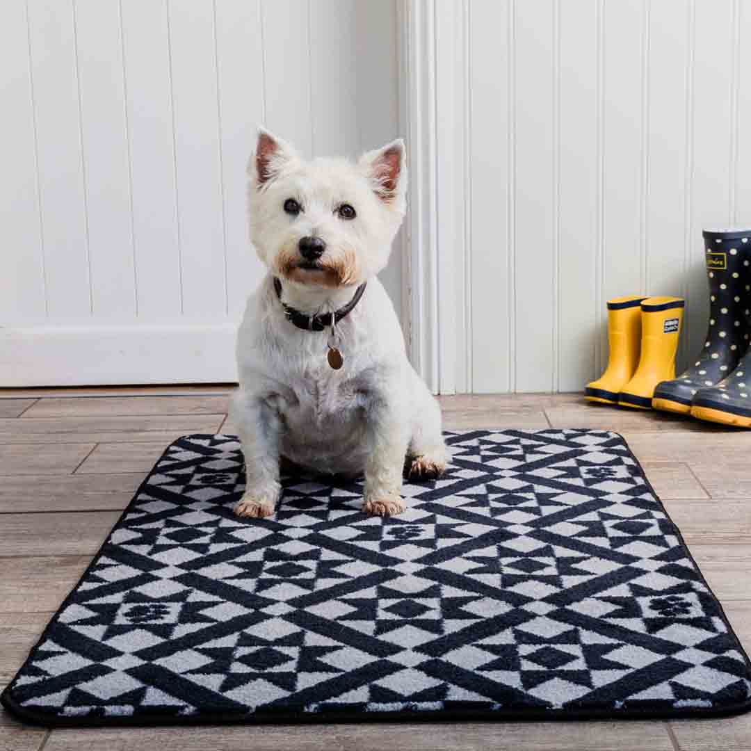 Pet Rebellion's Stop Muddy Paws Victorian Tile Dog Mat