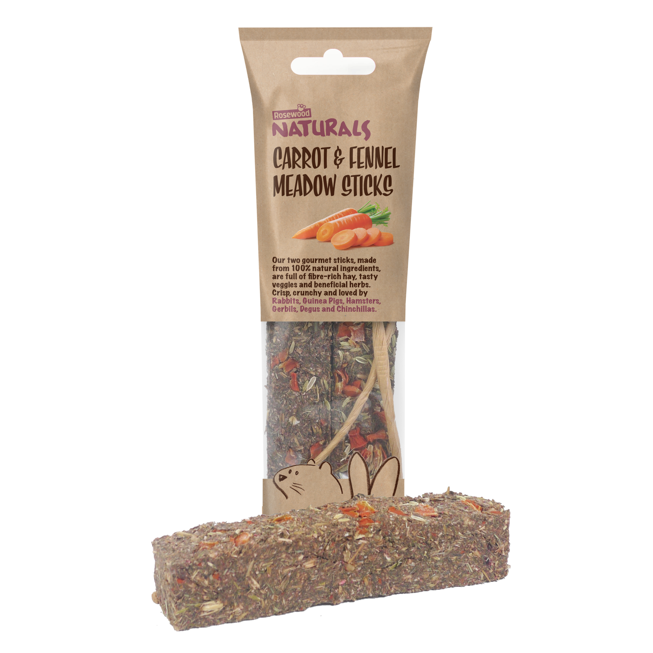 Rosewood Naturals Carrot & Fennel Sticks Small Pet Treats 140g