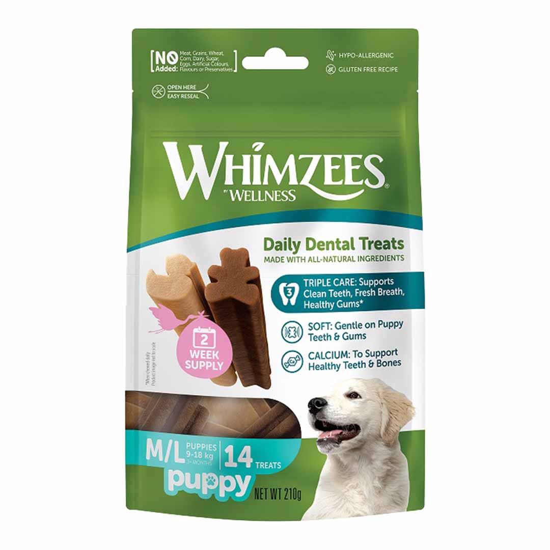 Whimzees Puppy Dental Sticks Bag, Medium - Large, 14 Pack