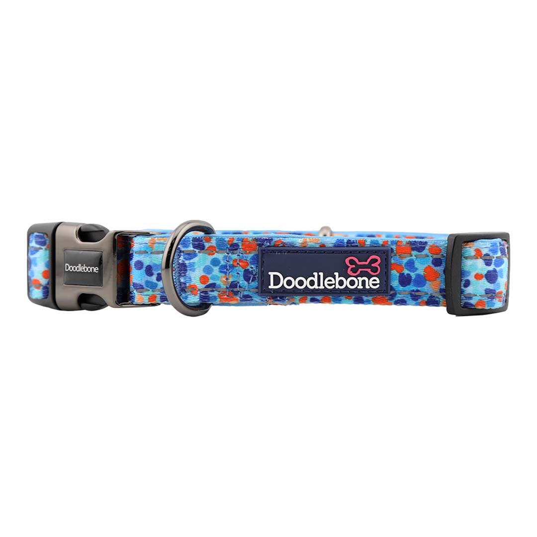 Doodlebone Trendy Tails Padded Dog Collar Blue 3-6
