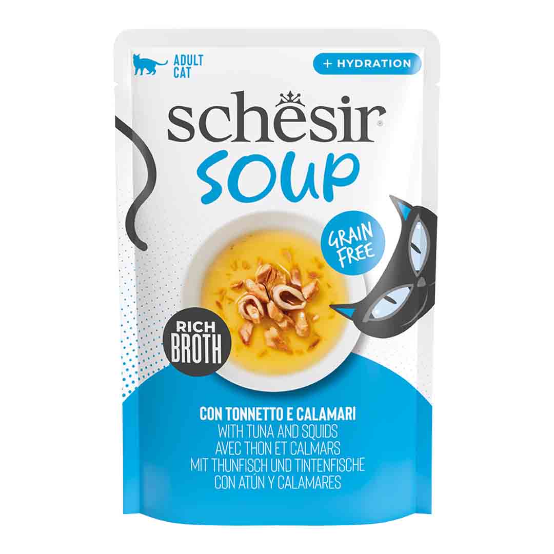 Schesir Soup Complements Wet Cat Food Tuna with Squid 40g