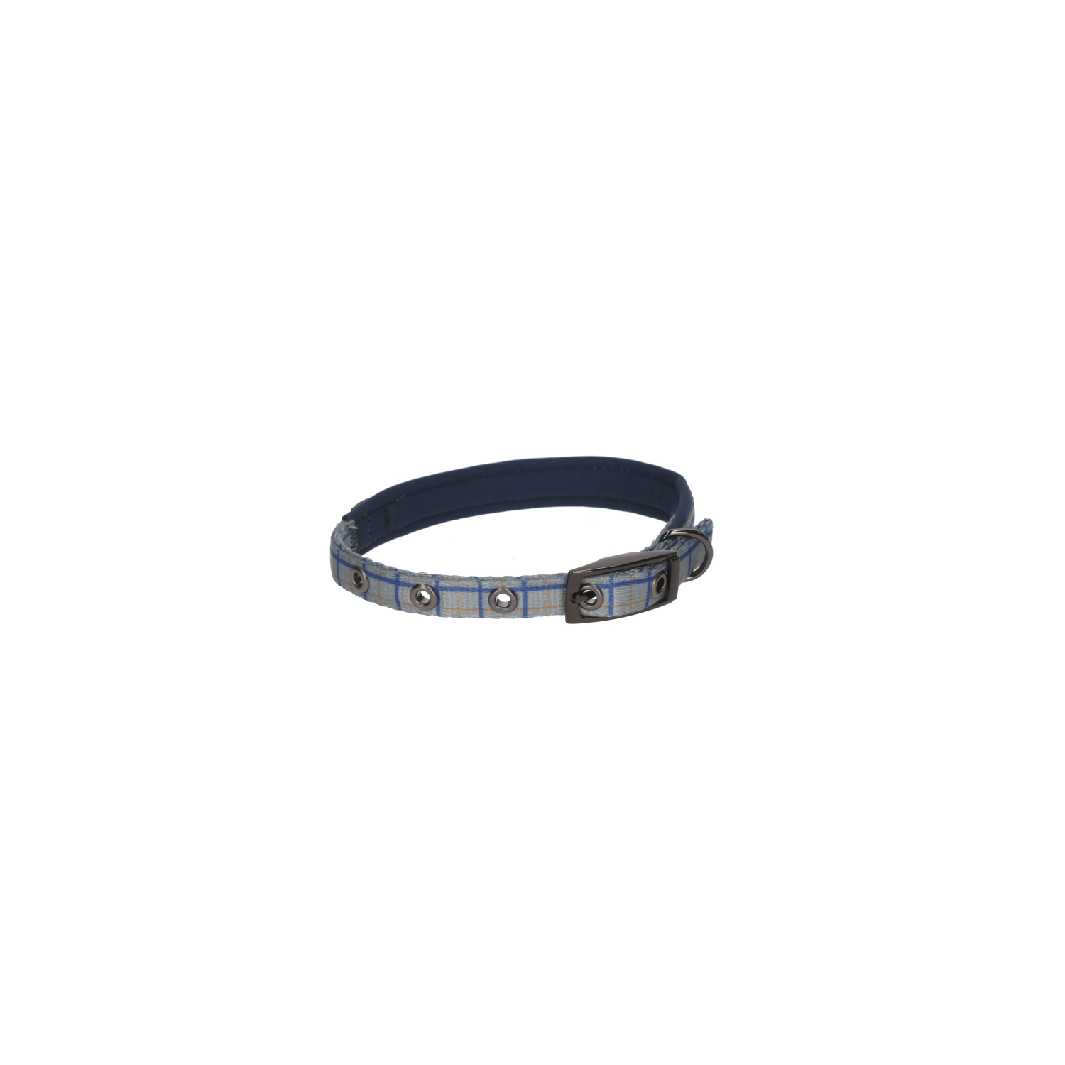 Rufus & Rosie Padded Check Dog Collar, Small, Grey