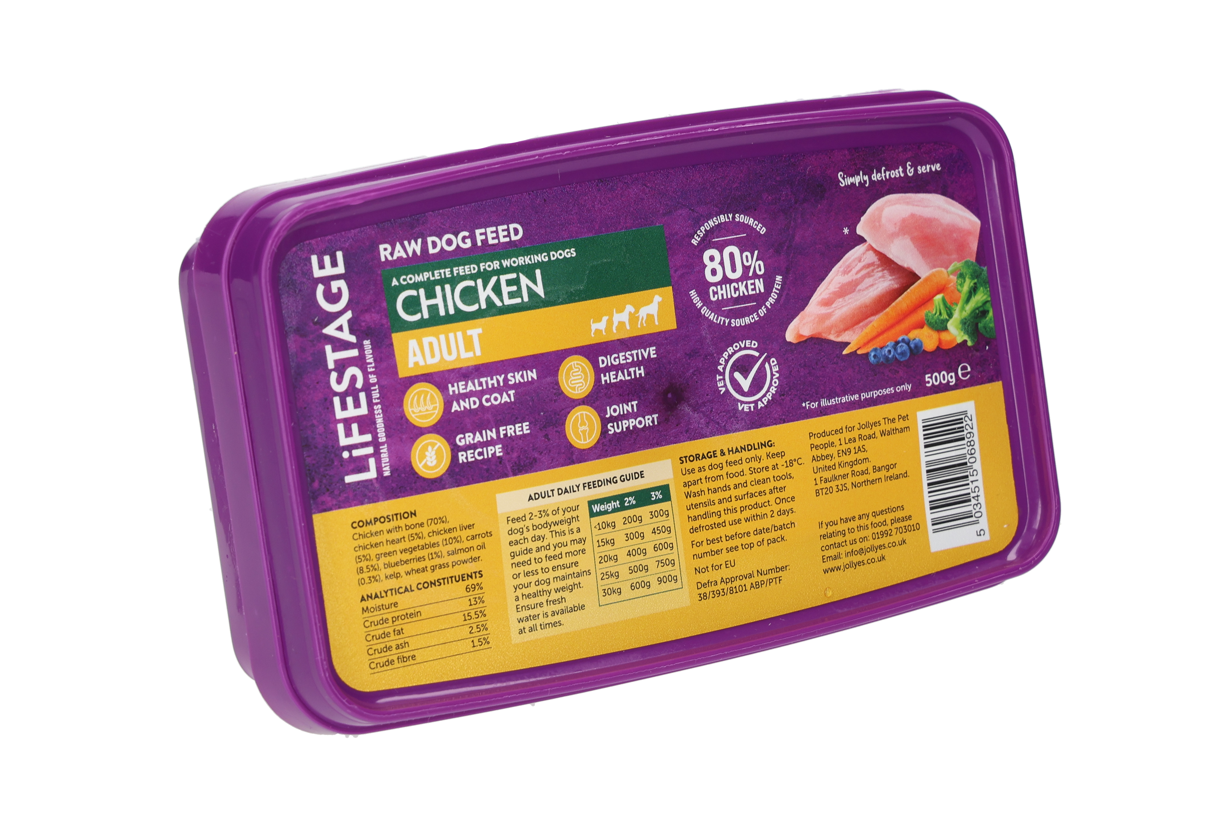 Lifestage Grain Free Raw Dog Food Chicken 500g