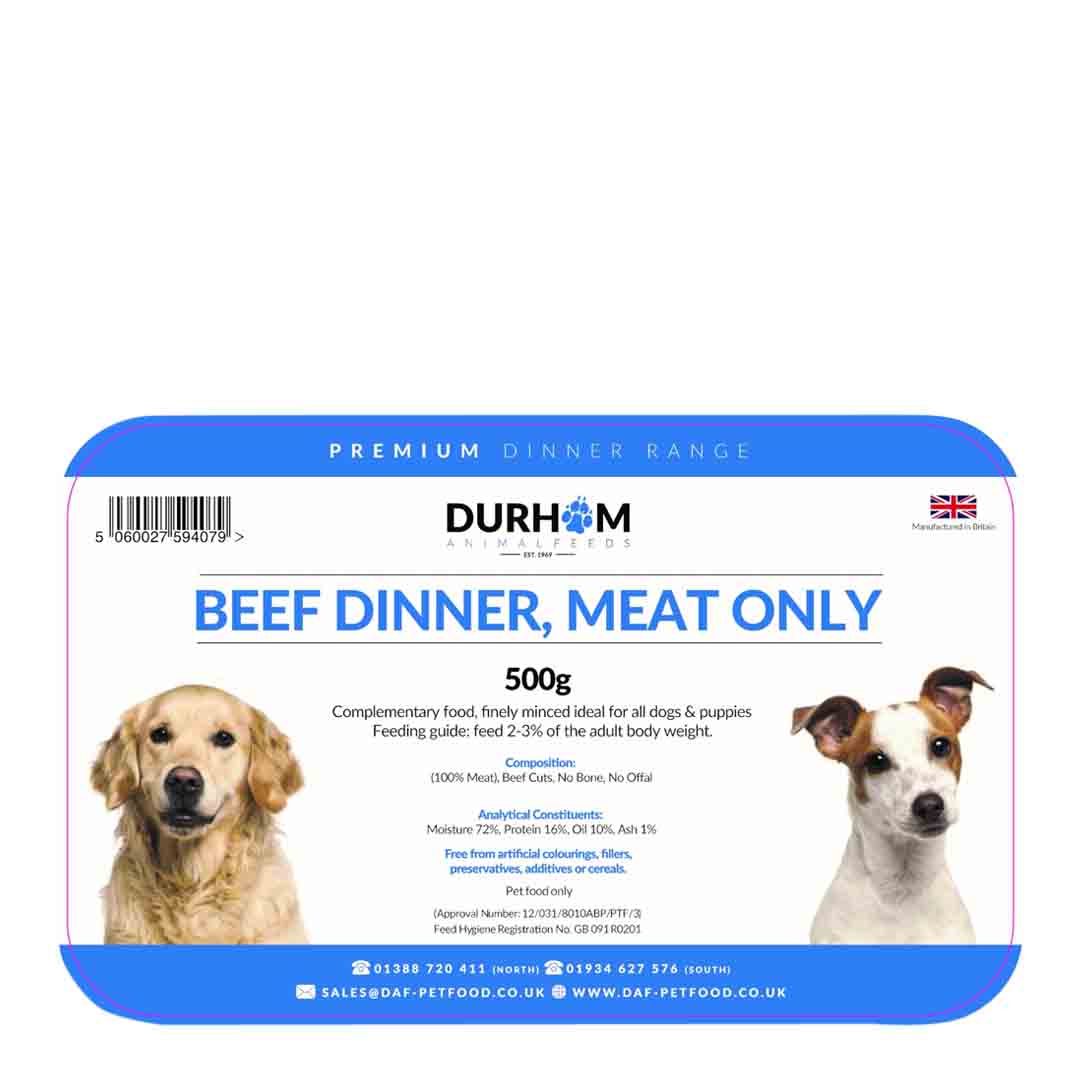 Durham Dog Food Beef, Meat Only Dinner, 500g