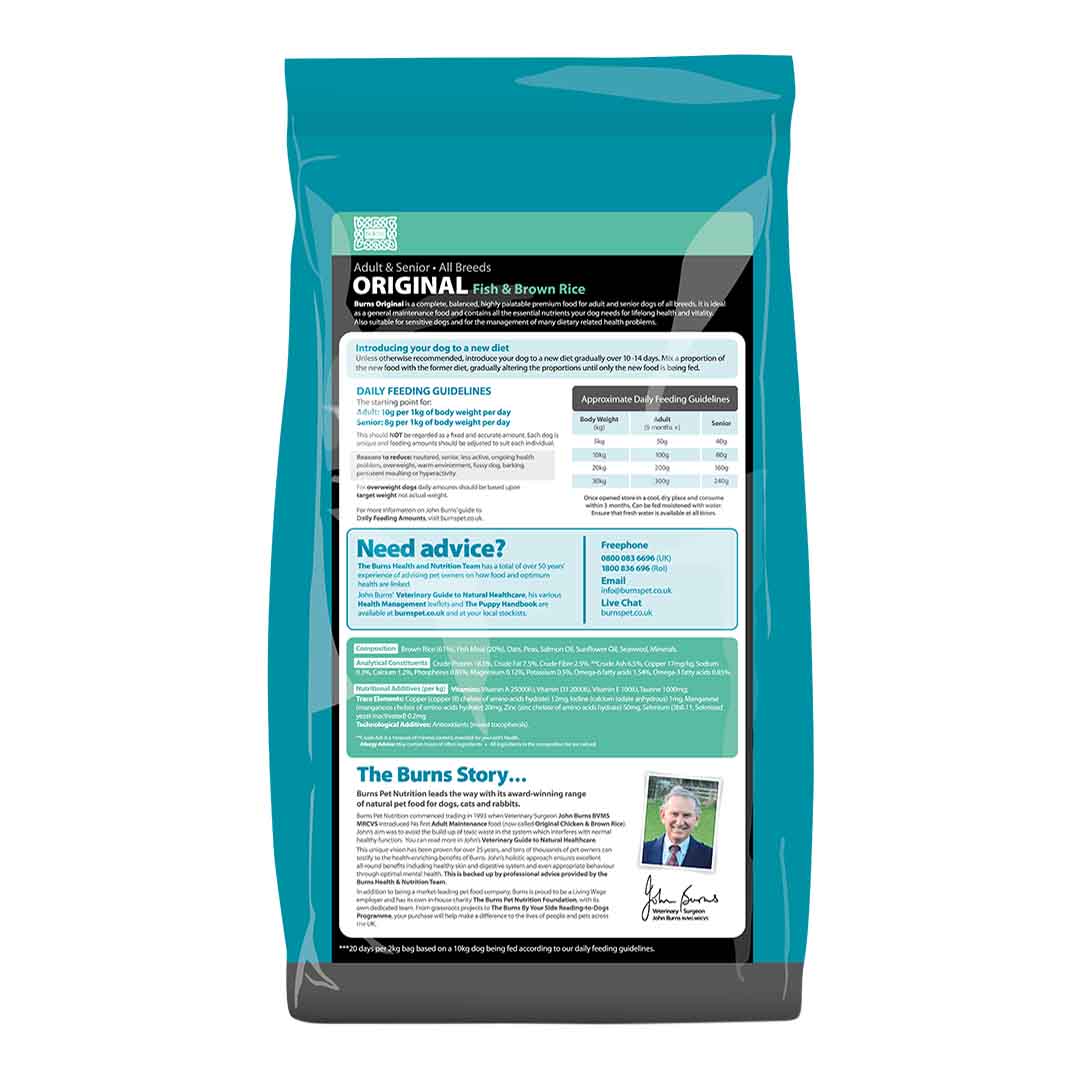 Burns Adult Dog Food Original Fish & Brown Rice 2kg