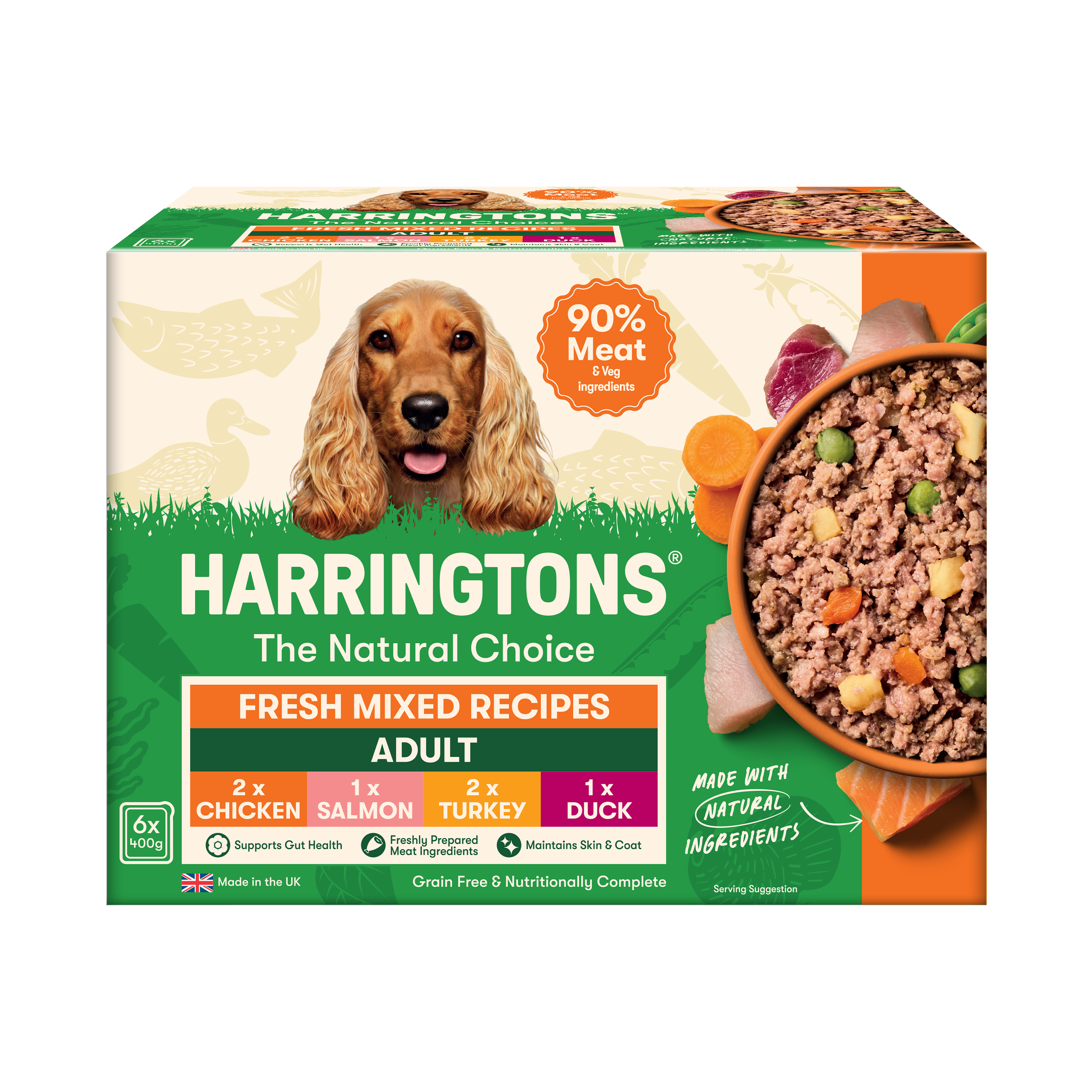 Harringtons Adult Complete Wet Dog Food – Fresh Mixed Recipes with Potato & Veg, 6x400g