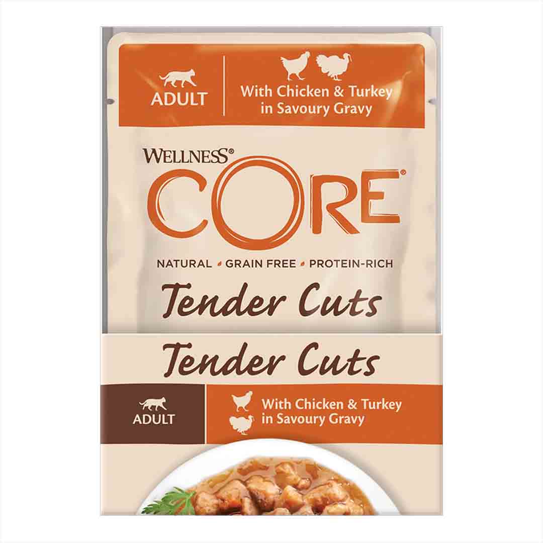 Wellness CORE Tender Cuts with Chicken & Turkey in Savoury Gravy Adult Cat Wet Food 85g