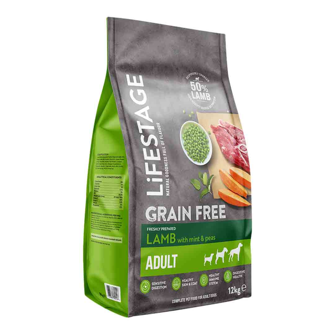 Lifestage Grain Free Adult Dry Dog Food, Lamb with Mint & Pea, 12kg