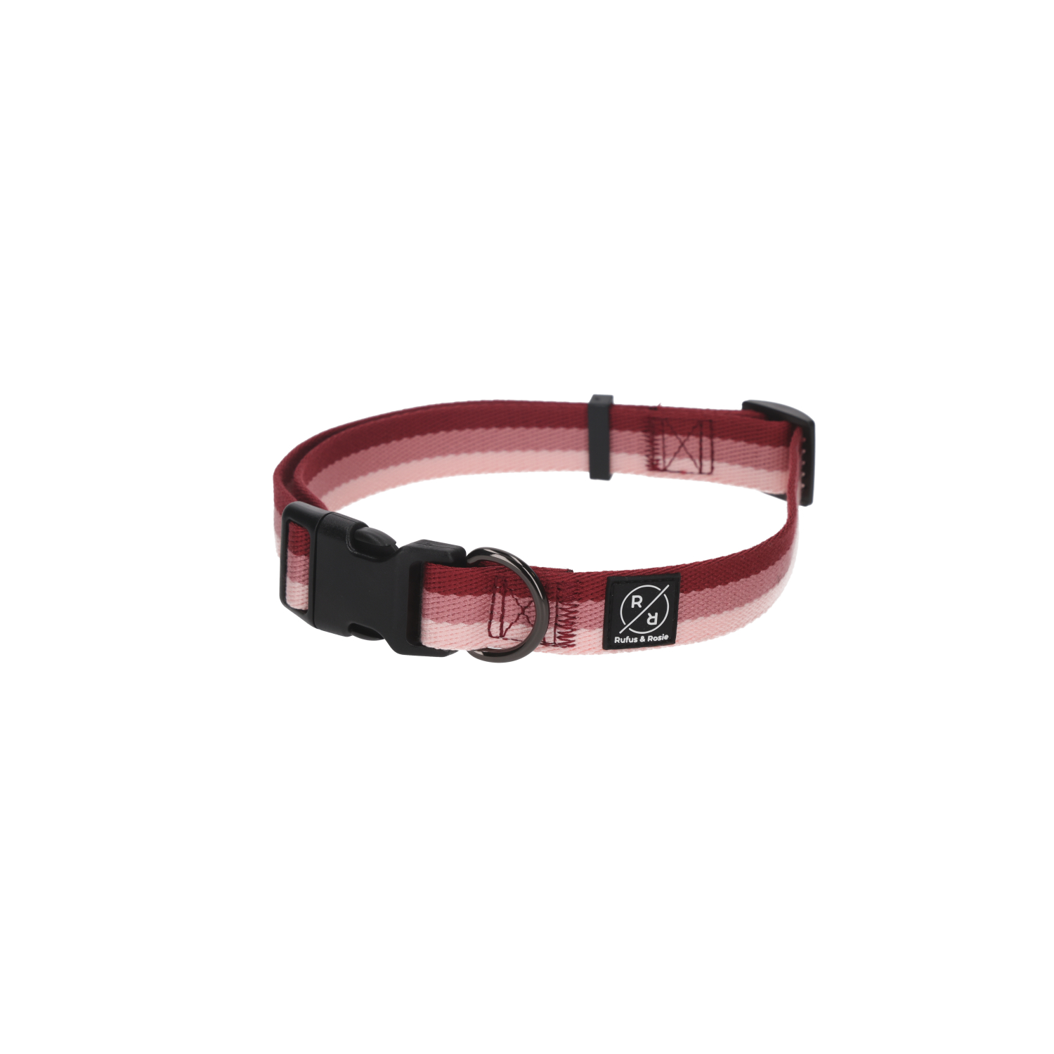Rufus & Rosie Pink Striped Padded Dog Collar, Medium