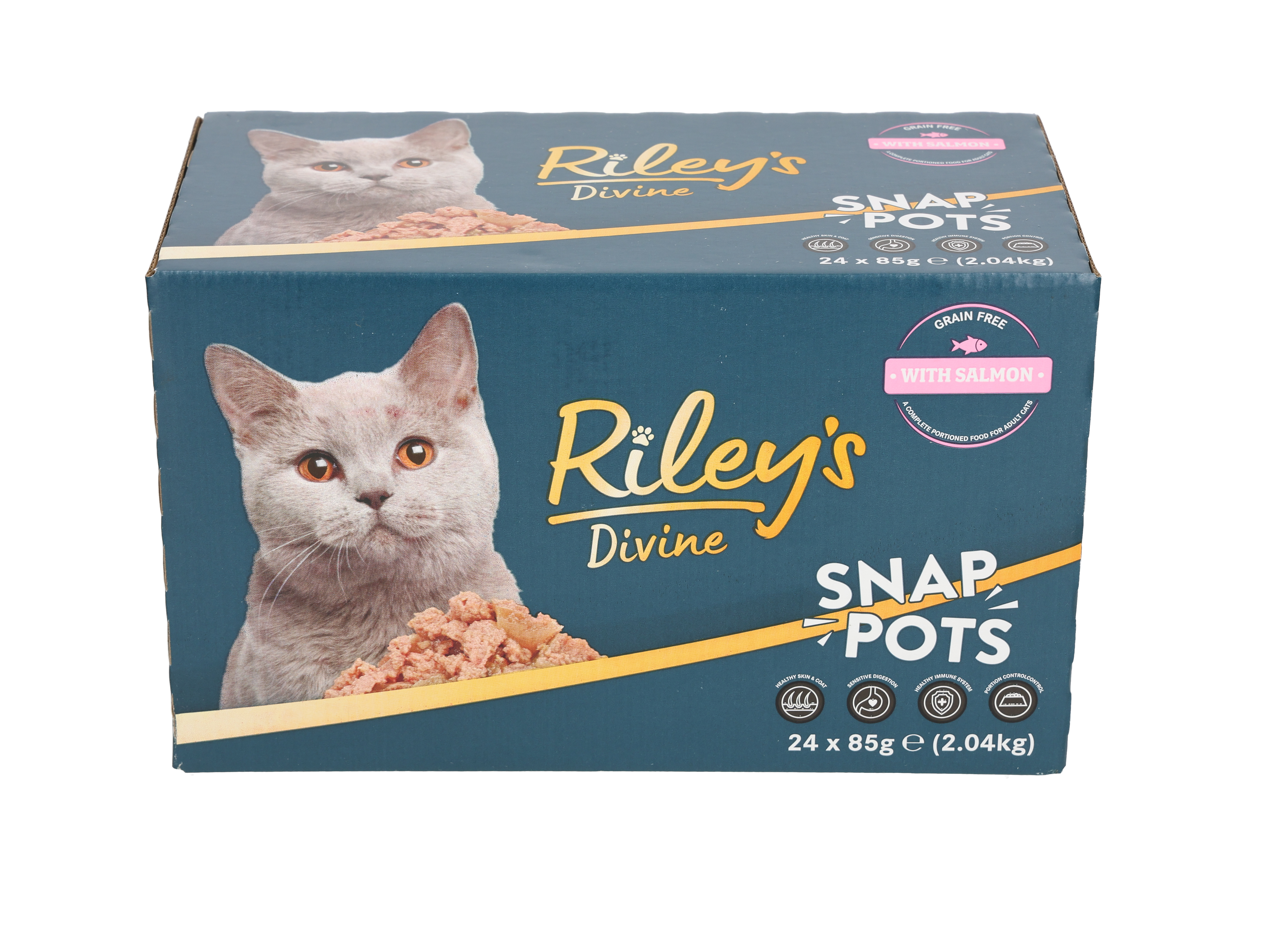 Rileys Divine Cat Grain Free Chicken with Salmon Snap Pots 24x85g