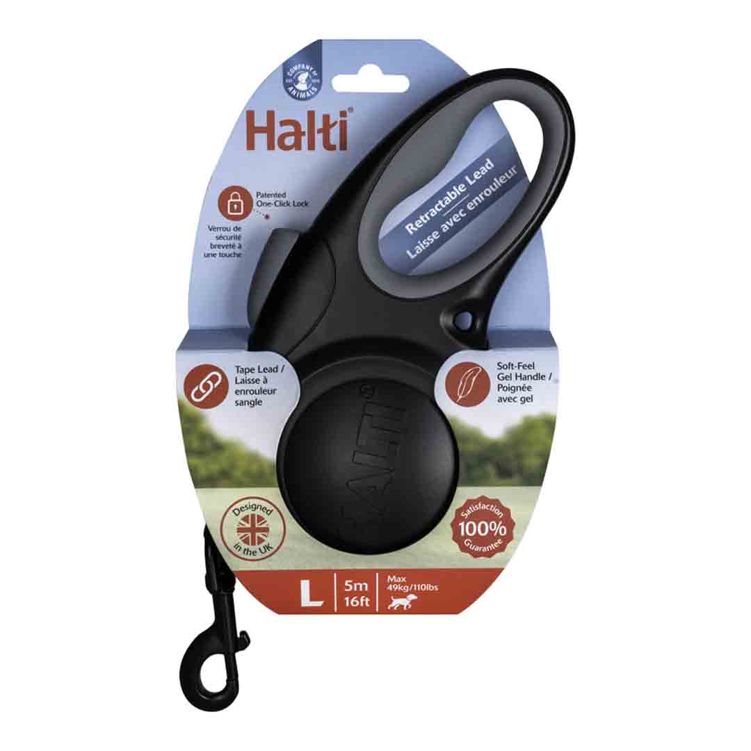 Halti Black Retractable Dog Lead, Large 