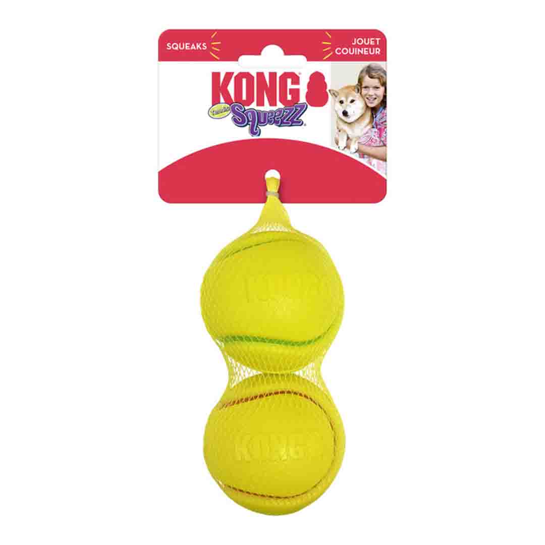 Kong Squeezz Tennis Assorted Dog Toy, Medium, 2 Pack