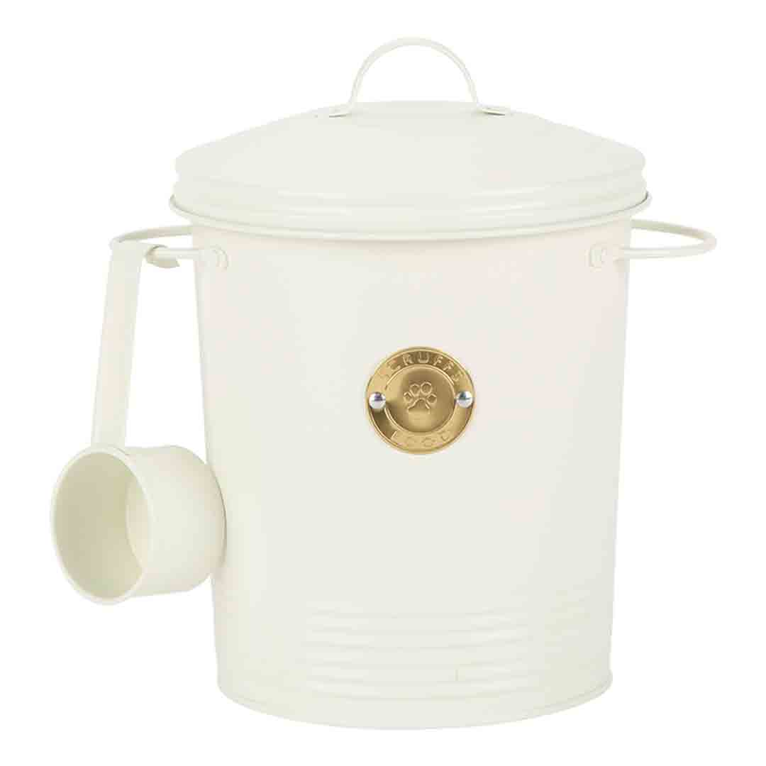 Scruffs Cantina 4L Steel Storage Pet Food Canister & Scoop Cream