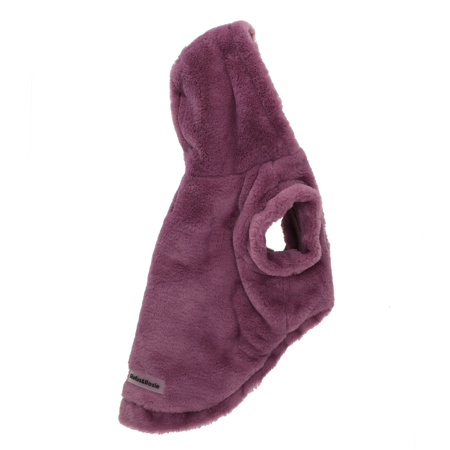 Rufus & Rosie Purple Faux Fur Dog Hoodie, L