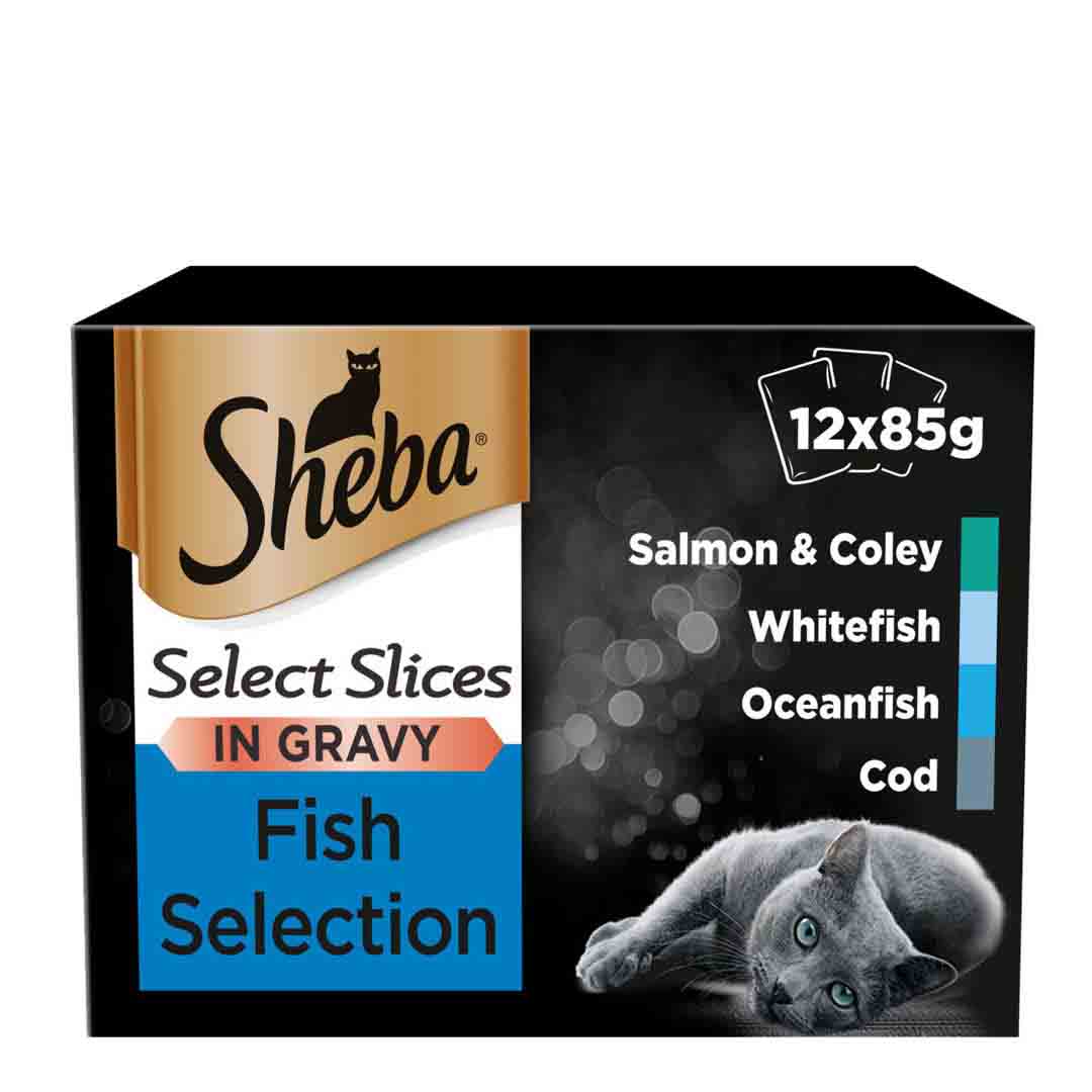 Sheba Pouch Steamed and Tender Fish Wet Cat FoodSelection 12x85g