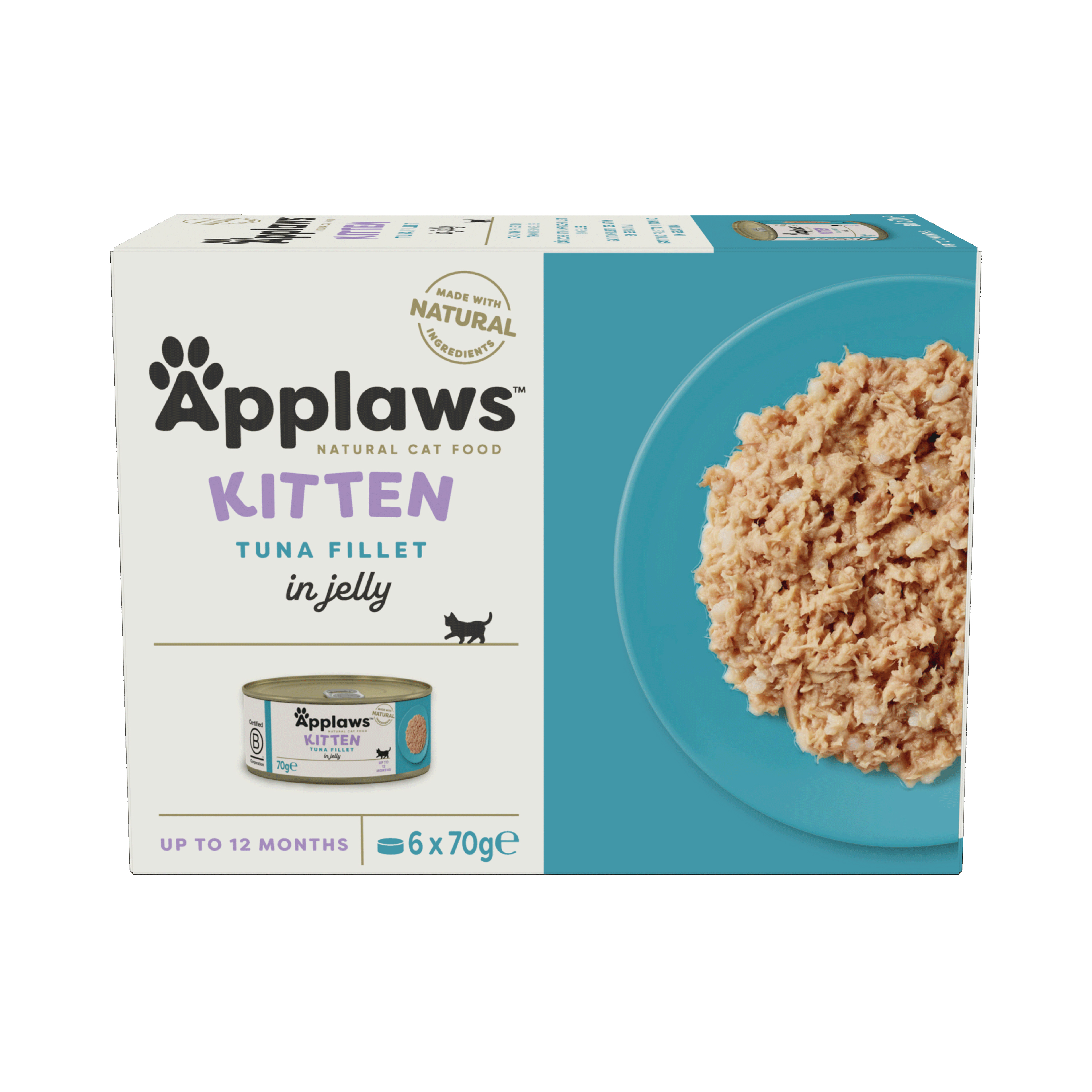 Applaws Natural Kitten Wet Cat Food Tuna Fillet in Jelly Tins 6x70g