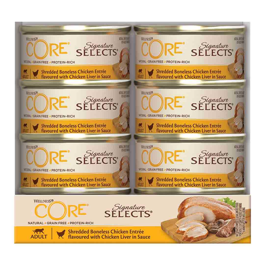 Wellness CORE®  Signature Selects Shredded Boneless Chicken Entree with Chicken Liver in Sauce Adult Cat Wet Food 79g